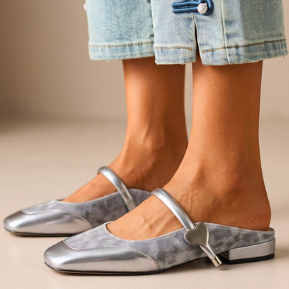 Amelia Heart Square-Toe Flats