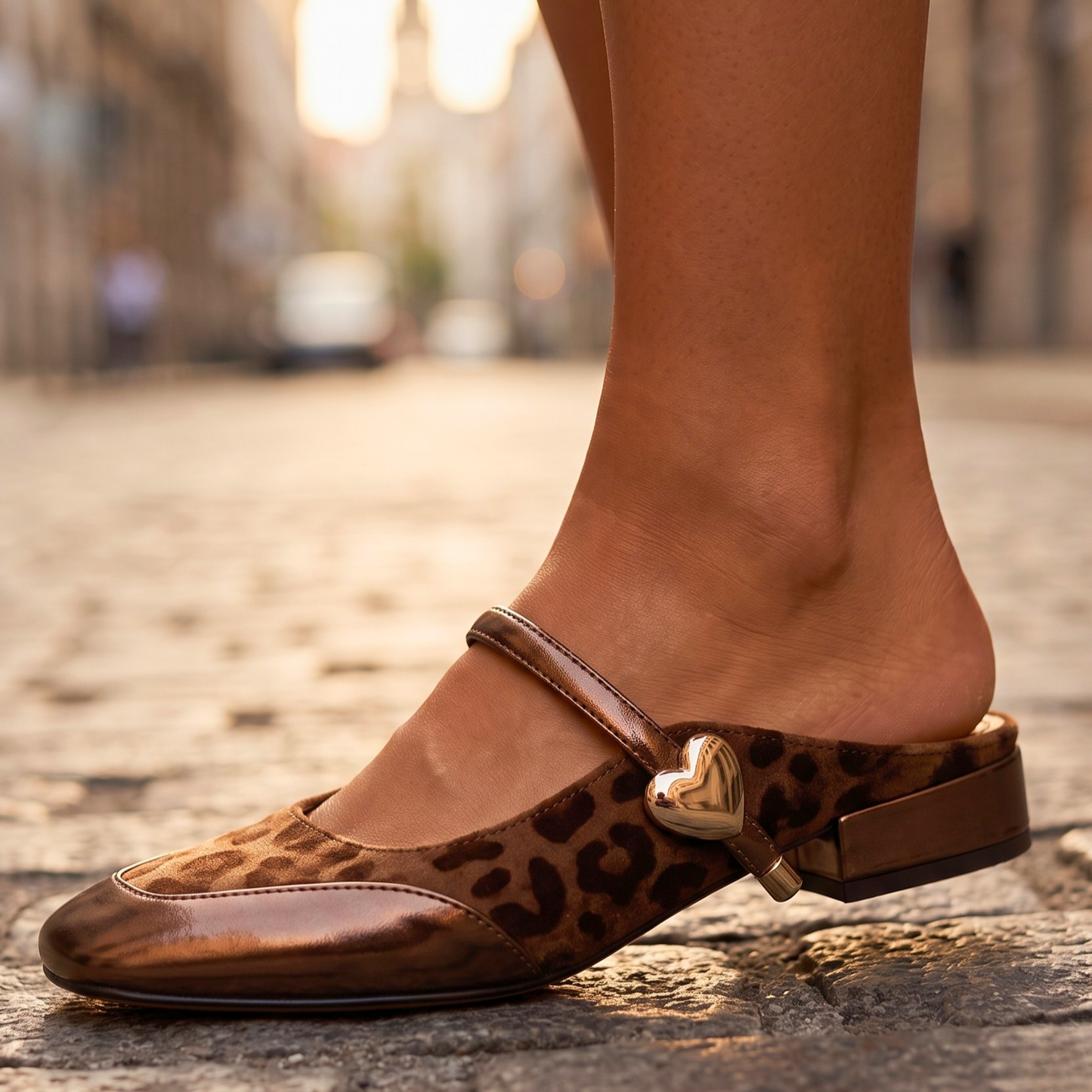 Amelia Heart Square-Toe Flats