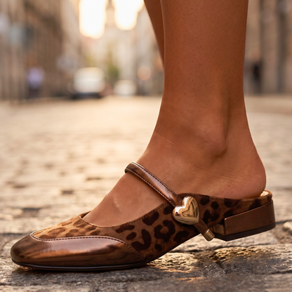 Amelia Heart Square-Toe Flats